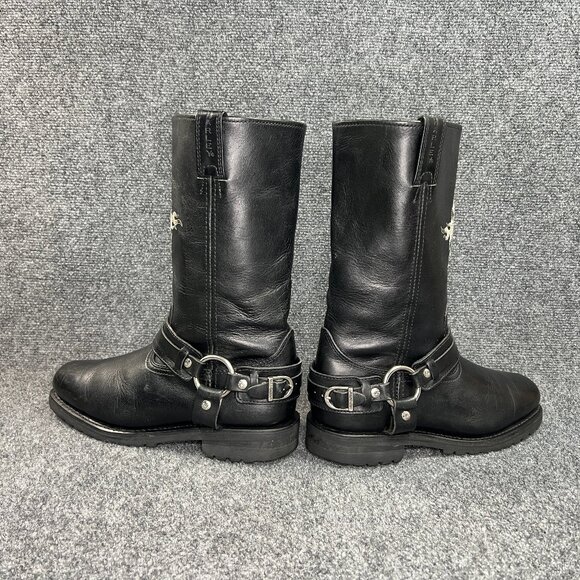 Harley Davidson Harness‎ Boots Men's Size 8 Black Leather Motorcycle Riding Pull - Picture 9 of 16
